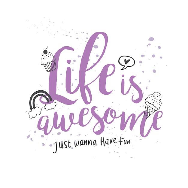 trendy t shirt design with slogan and doodles