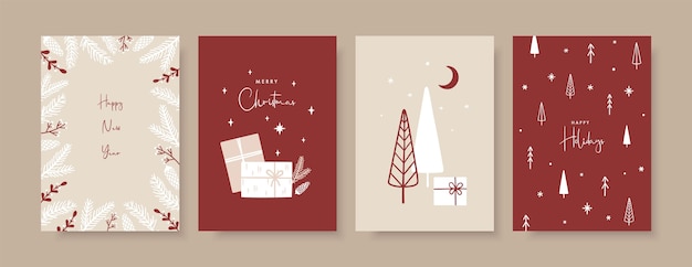 Vector trendy templates greeting cards in scandinavian style