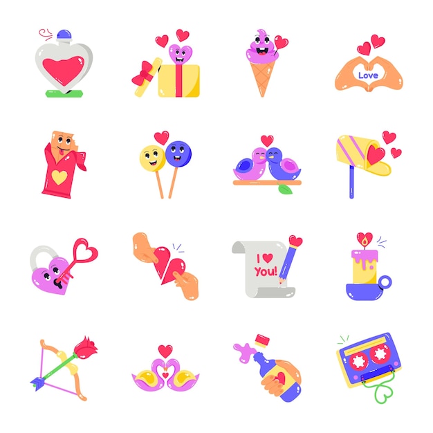 Trendy Valentijnsdagviering platte stickers