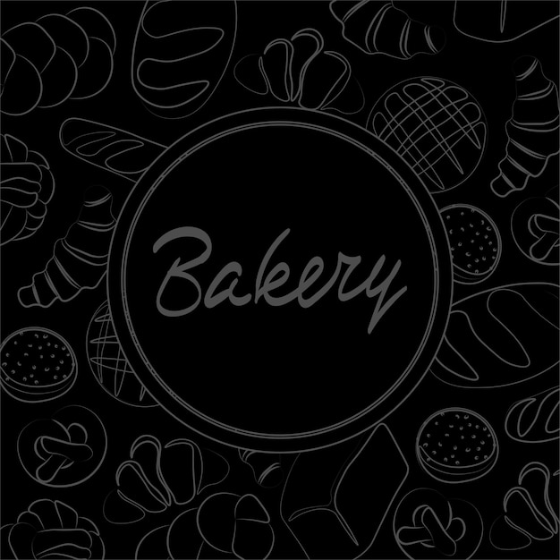 Trendy vector design for bakery or cafeIllustrations of buns breadbaguette and other pastries