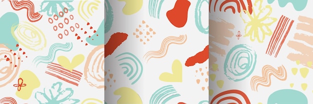Trendy vector seamless colorful pattern with brush strokes. vector illustration