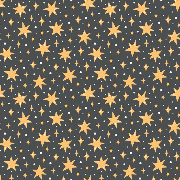 Vector trendy vector seamless pattern with doodle stars