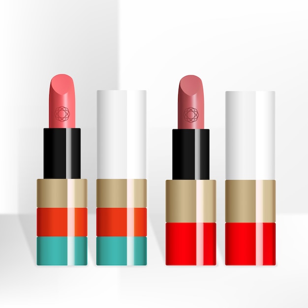 Vector trendy vibrant color lipstick tube packaging