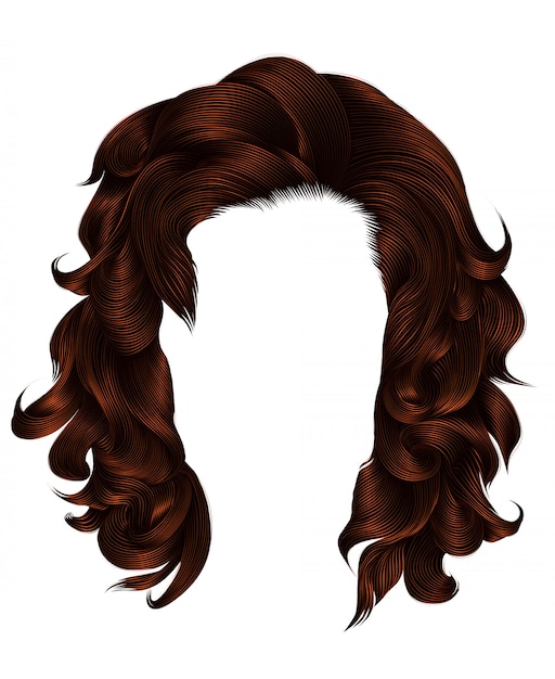 Trendy vrouw krullende haren bruine kleur. gemiddelde lengte .