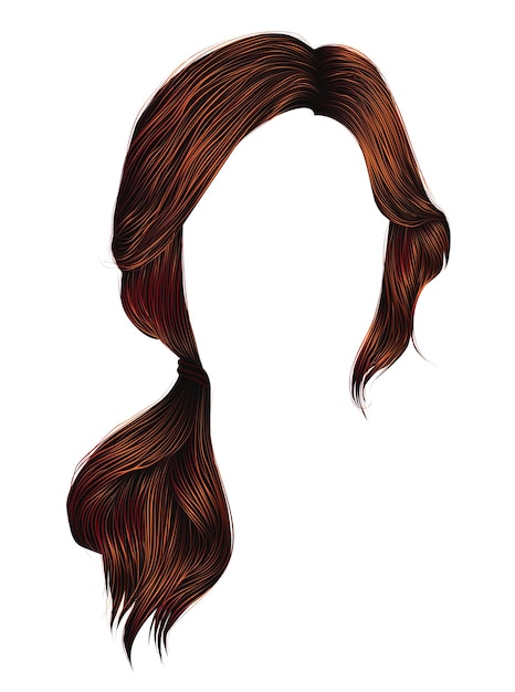 Trendy vrouwenharen roodharige kleur. staart.