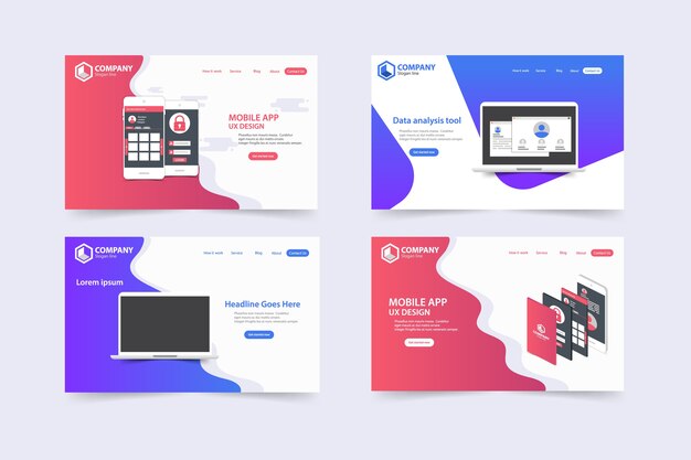 Trendy website landing pages vector template design