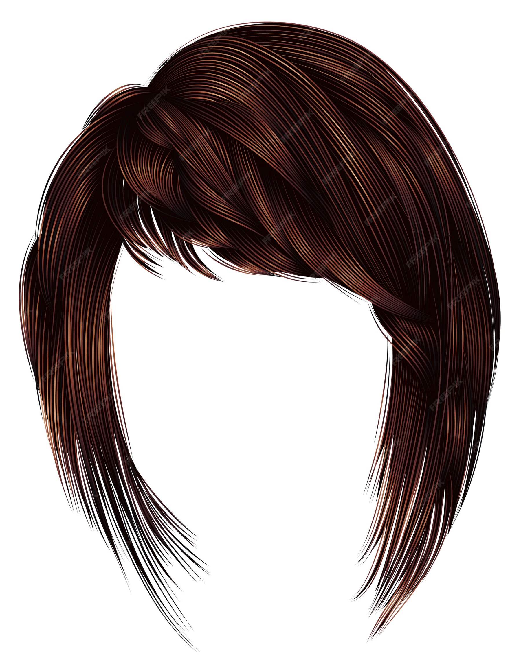 Premium Vector | Trendy woman hairs . dark brown color . beauty style