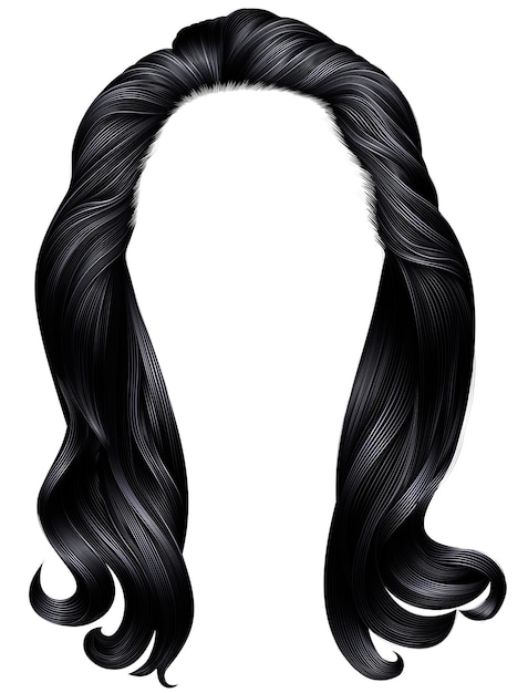 Trendy woman long hairs black colors. beauty fashion.