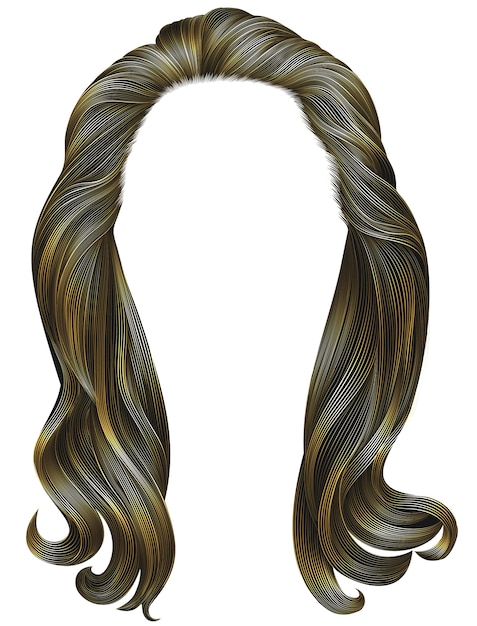 Vector trendy woman long hairs brown colors.beauty fashion .  realistic 3d