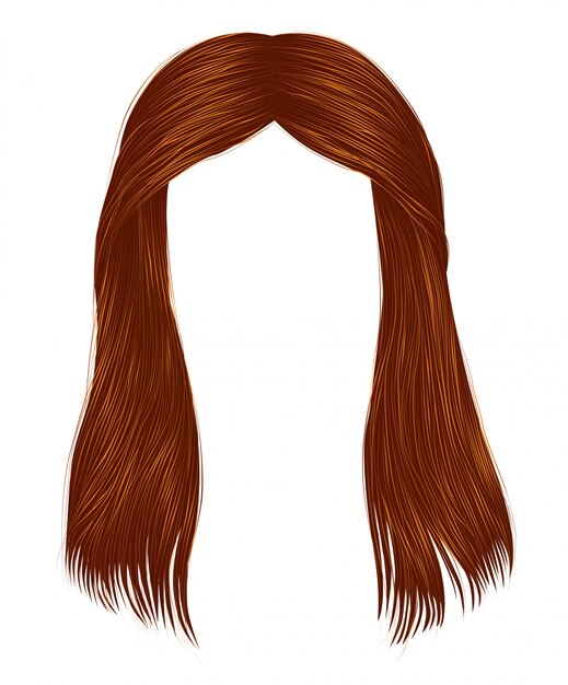 Vector trendy woman long hairs red ginger colors .  beauty fashion .  realistic  3d