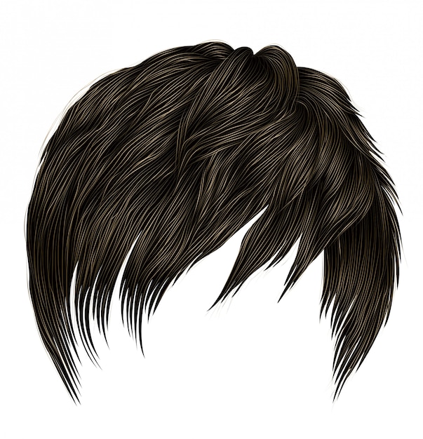 Premium Vector | Trendy woman short hairs with fringe . dark brown color . beauty style . realistic 3d . Premium Vector | Trendy woman short hairs with fringe . dark brown color . beauty style . realistic 3d .