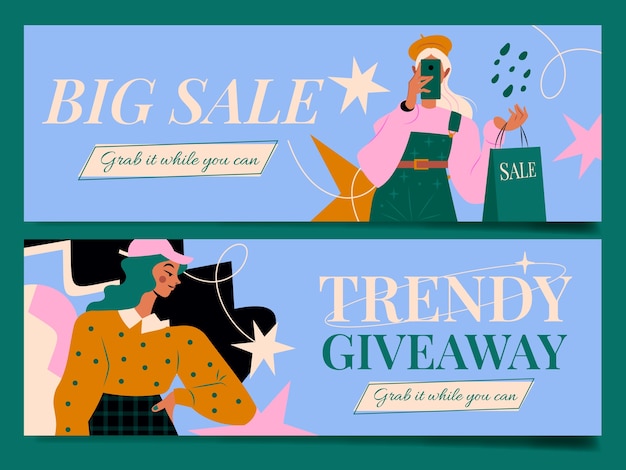 Trendy women banner set