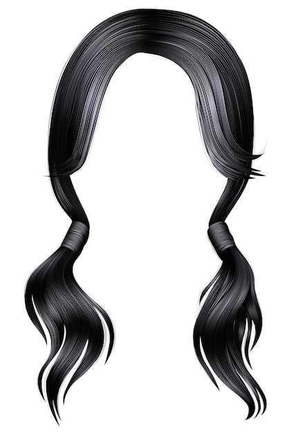 Trendy women hairs brunette 
black colour.two pigtails.