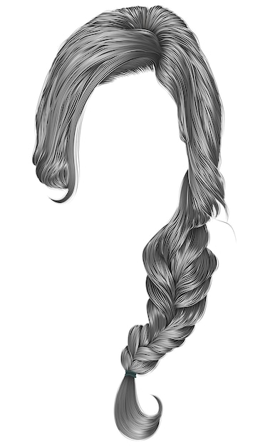 Vector trendy women hairs gray colour. plait.