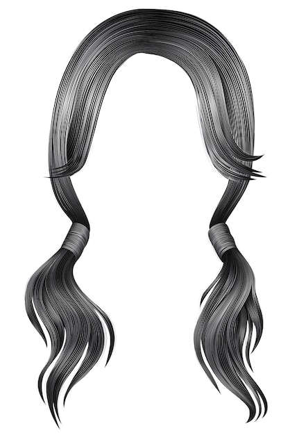 Trendy women hairs gray silver colour. two pigtails.