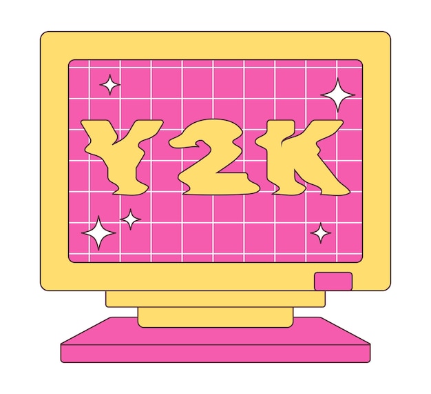 トレンディな y2k スタイル。古いコンピューターの美学。レトロなパソコン。