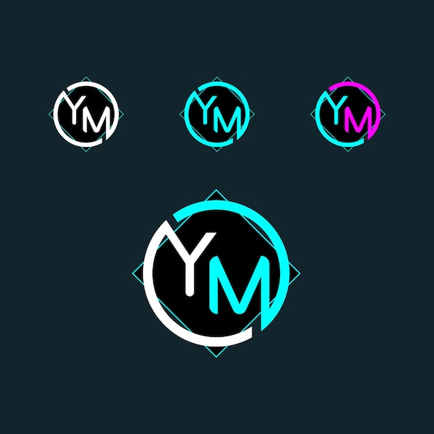 модный дизайн логотипа буквы YM