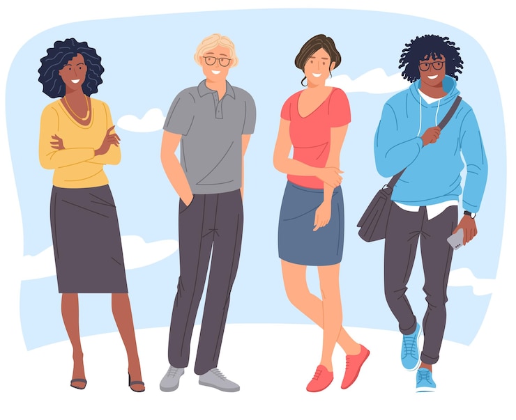 Vector trendy young people men and women