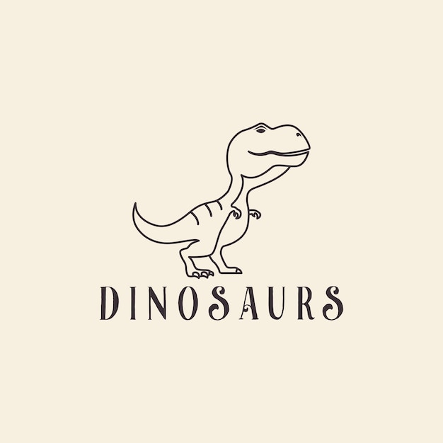 Trex dinosaurus lijnstijl schattig logo vector pictogram symbool illustratie ontwerp