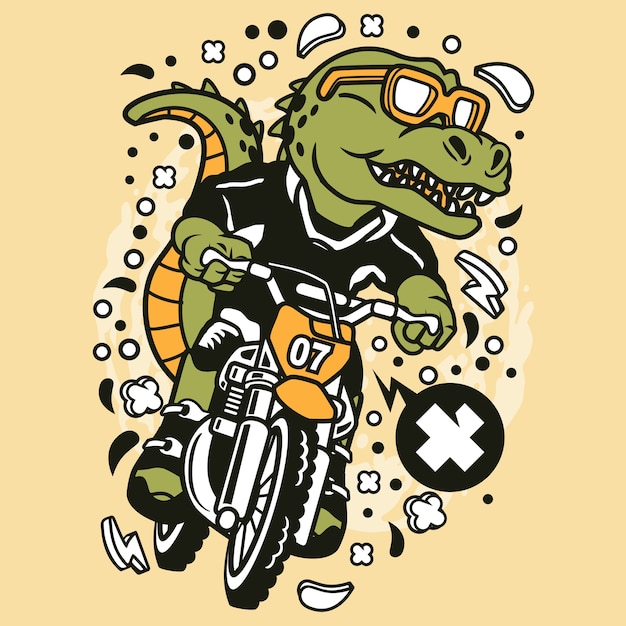 Trex motocross rider cartoon