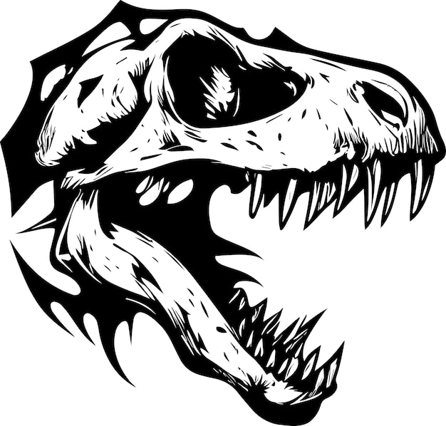 Vector trex skull-logo monochrome ontwerpstijl