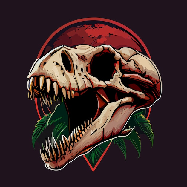 Trex skull vector icon illustration dinosaur tyrannosaurus skull