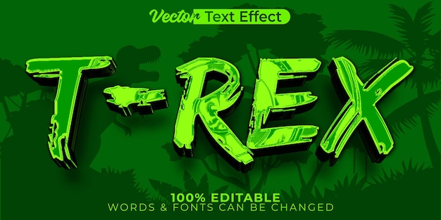 TRex ベクター テキスト エフェクト 編集可能なアルファベット ジュラシック爬虫類 恐 ⁇