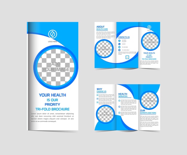 Vector tri fold brochure creative medical treatment health care template