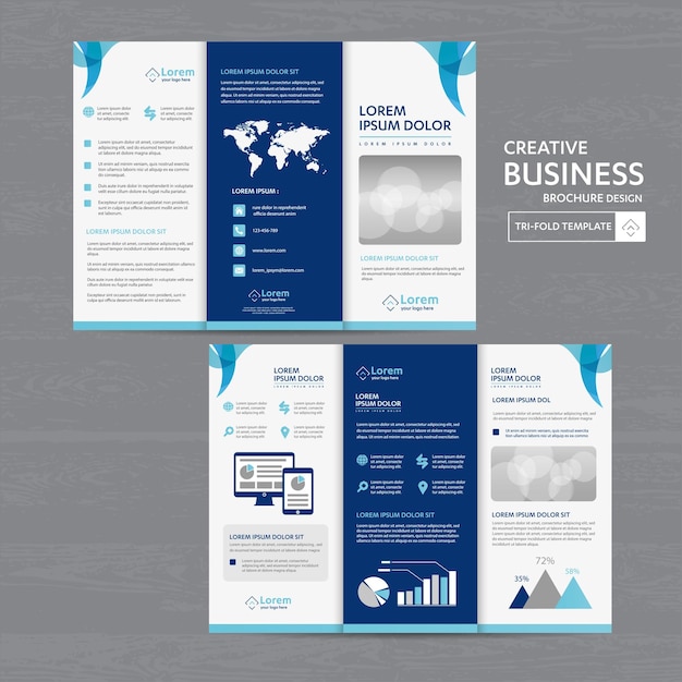 Tri-fold Brochure Mock up Achtergrond abstracte zaken Leaflet Flyer vector ontwerp presentatie layo