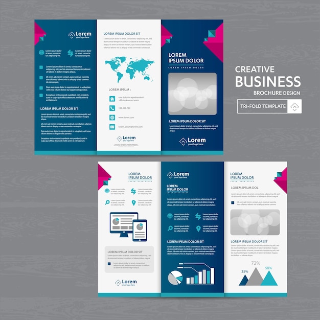 Vector tri fold brochure mock up background abstract business leaflet flyer vector design presentation layo