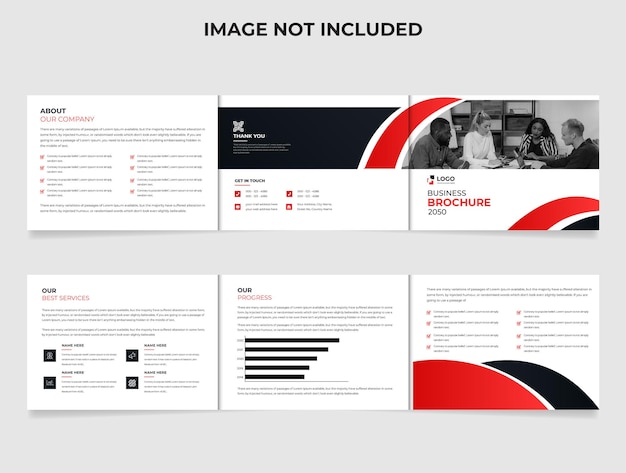 Tri Fold landscape Business brochure design with creative shape brochure template