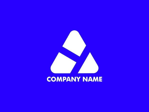 Triangle abstract logo design template with white and blue color