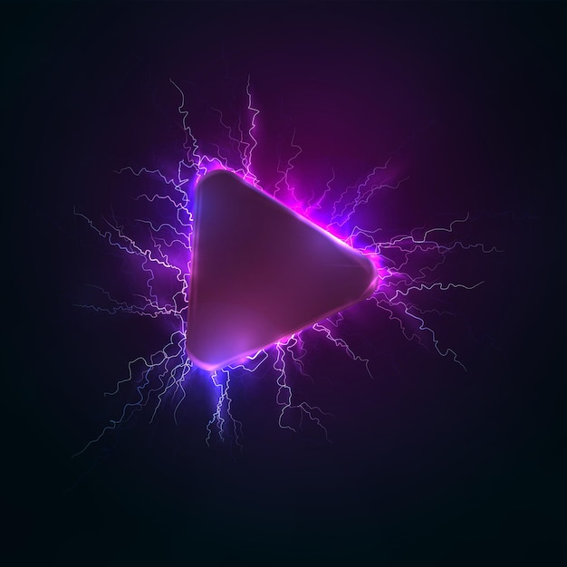 Triangle banner on a dark background Around the lightning