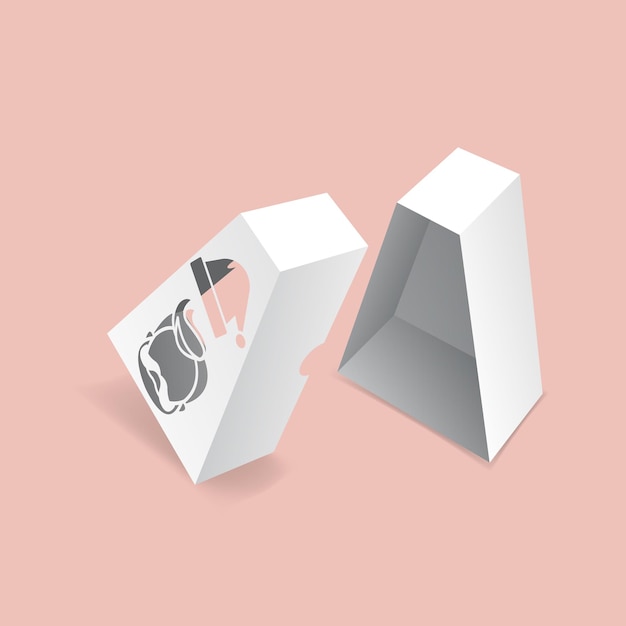 Вектор Треугольная коробка и крышка с макетом окна санта-клауса