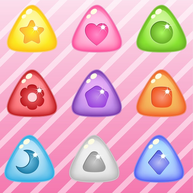 Triangle candy block puzzle button glossy jelly