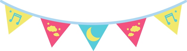 Triangle Colorful Cute Party Flags Illustration Special Vector Style