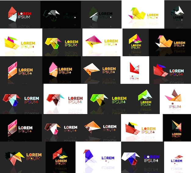 Triangle geometric shapes set of abstract logos