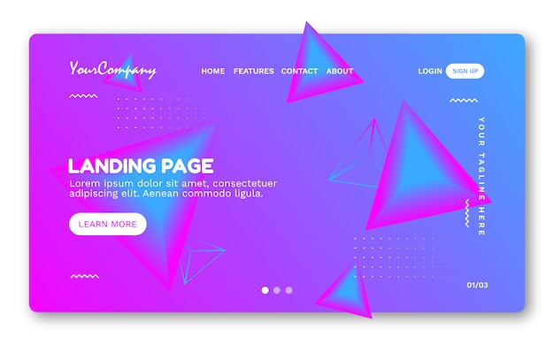 Vector triangle gradient landing page