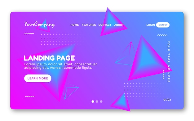 ベクトル 三角形のグラディエントランディングページ