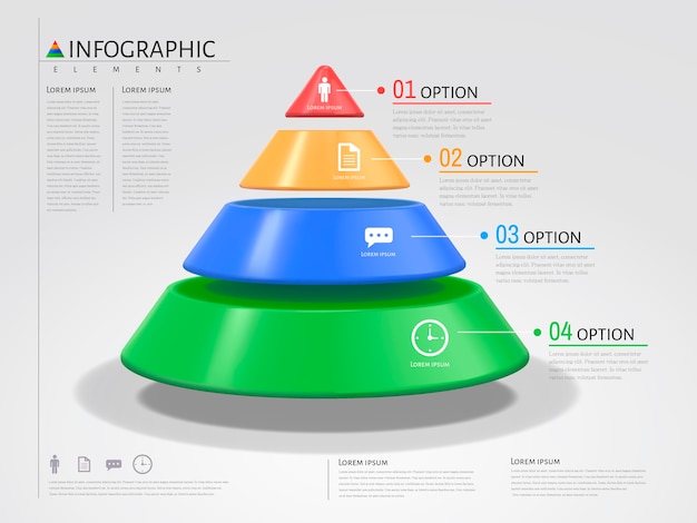 삼각형 Infographic, 그림에서 다른 색상으로 플라스틱 질감