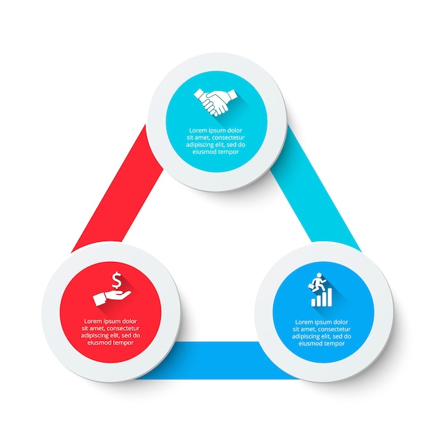 Vector triangle infographic with 3 options abstract diagram for presentation