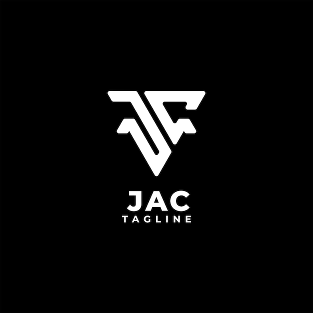 Logo del monogramma con iniziali triangolari con lettera jc