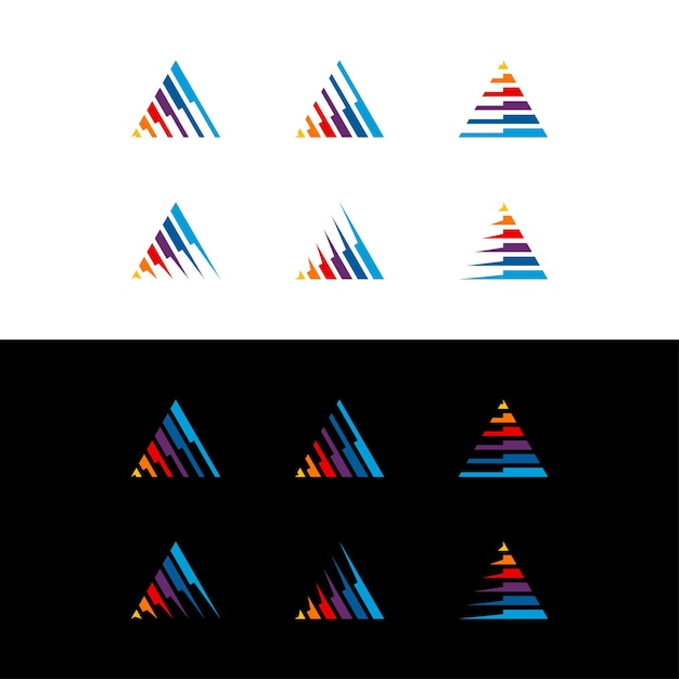 Vettore lettera triangolare un disegno di logo geometrico colorato