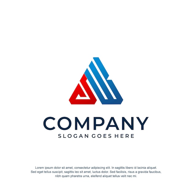 triangle logo initial a w b premium vector