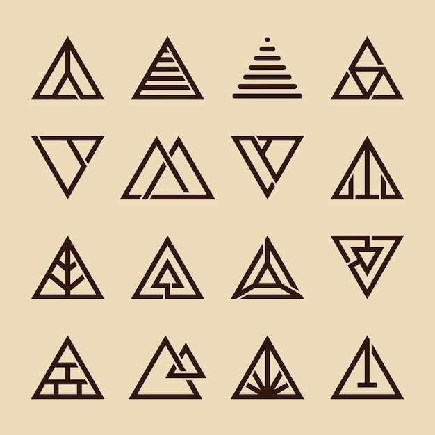 Triangle monogram symbol line art logo collection