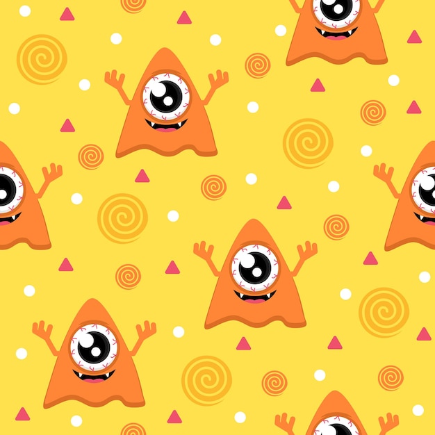Vector triangle monsters halloween pattern illustrations