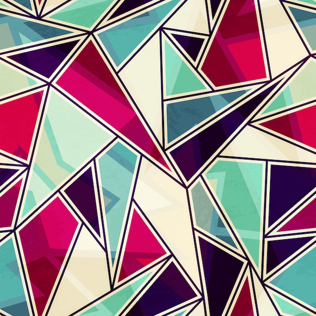 Vector triangle mosaic seamless pattern