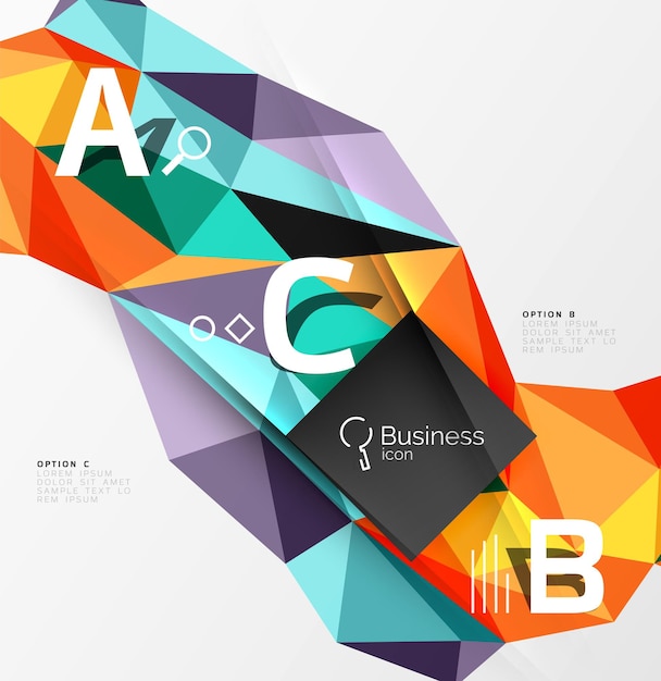 Triangle mosaic vector abstract template Vector abstract background for workflow layout diagram number options or web design