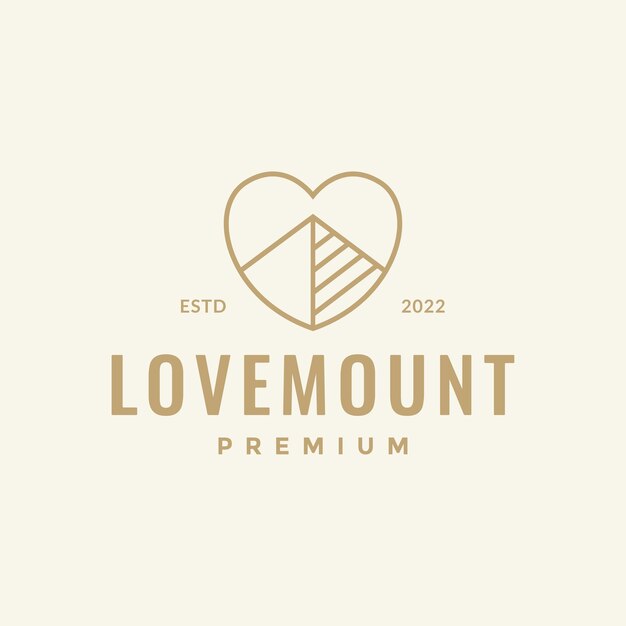Triangle mountain with love line logo design vector graphic symbol icon illustration creative idea