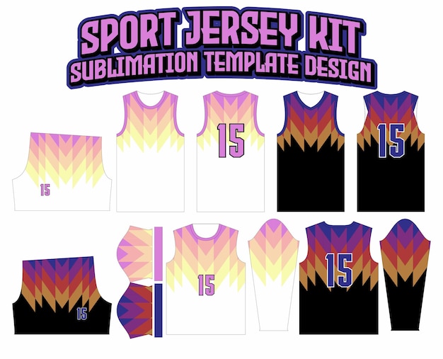 Vector triangle multicolor jersey design sportswear template